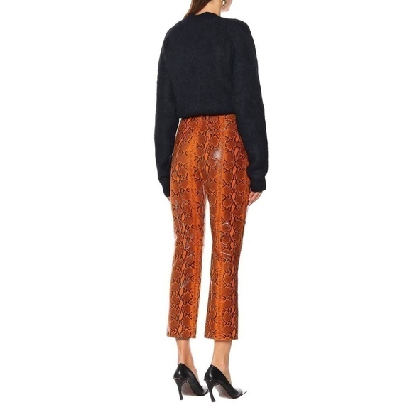 Grlfrnd Orange Snake Print Leather Straight Leg Pants 26 - Picture 2 of 13